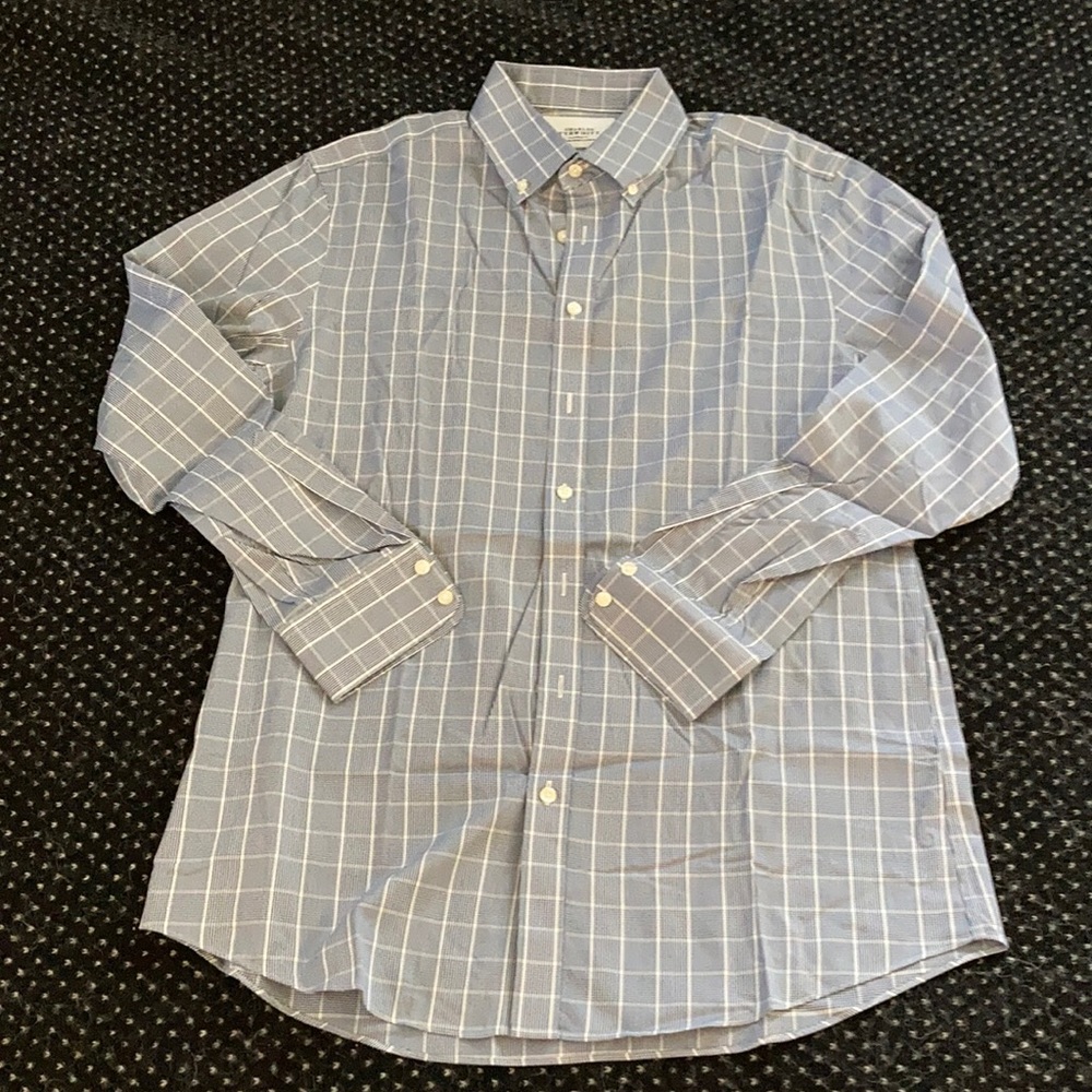 Men's Charles Tyrwhitt Long Sleeve Dress Shirt 16.5 / 35 (Blue/White)